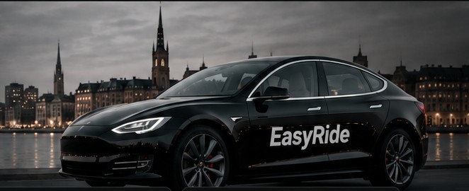 EasyRide rideshare vehicle at night